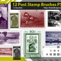 12 Postage Stamps Photoshop Brushes