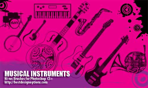 musical instruments Photoshop Brushes