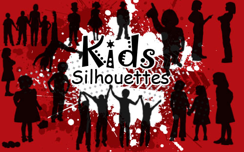 children silhouettes photoshop brushes