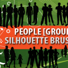 18 Group of People Silhouettes Photoshop Brushes