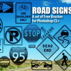 23 Road Signs Photoshop Brushes