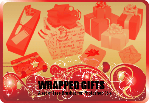 Wrapped Gifts Photoshop Brushes