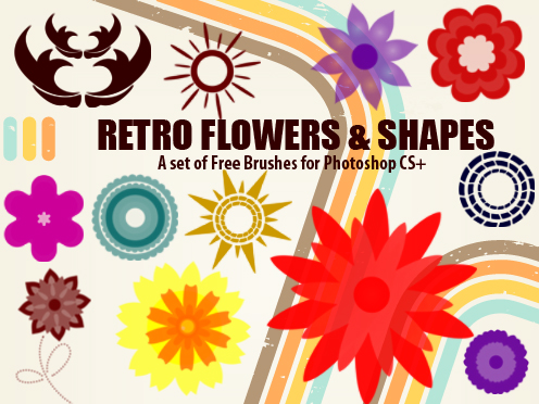 retro flowers photoshop brushes