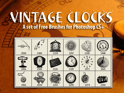 vintage clocks photoshop brushes
