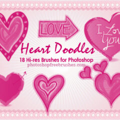 Valentine Clip Art Photoshop Brushes VI: 18 Heart Doodles