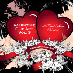 Valentine Clip Art Volume III: 18 Flowery Heart Brushes