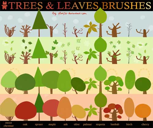 vector trees and leaves photoshop brushes