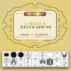 18 Labels Photoshop Brushes and Decorative Ornaments