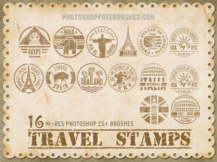 travel stamps brushes