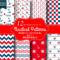 12 Seamless Red and Blue Nautical Patterns
