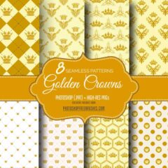 8 Golden Crown Seamless Pattern Backgrounds