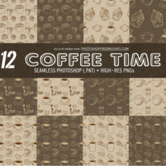 12 Coffee Pattern Backgrounds with Burlap Texture