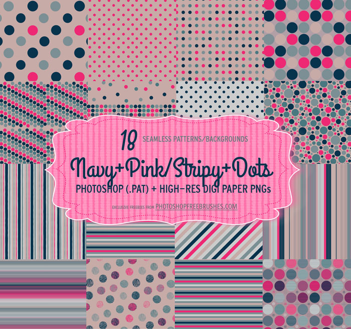 navy pink dots stripes patterns