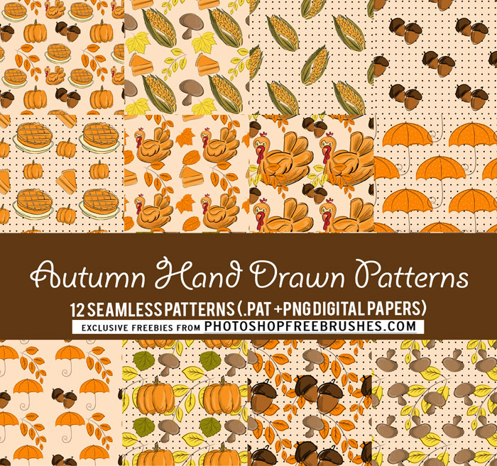 autumn hand drawn patterns