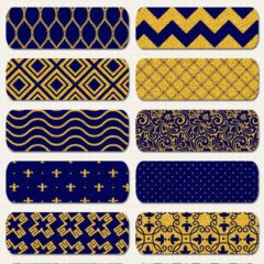 30 Blue and Gold Seamless Patterns for Web and Print