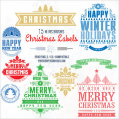 15 Free Christmas Labels PS Brushes