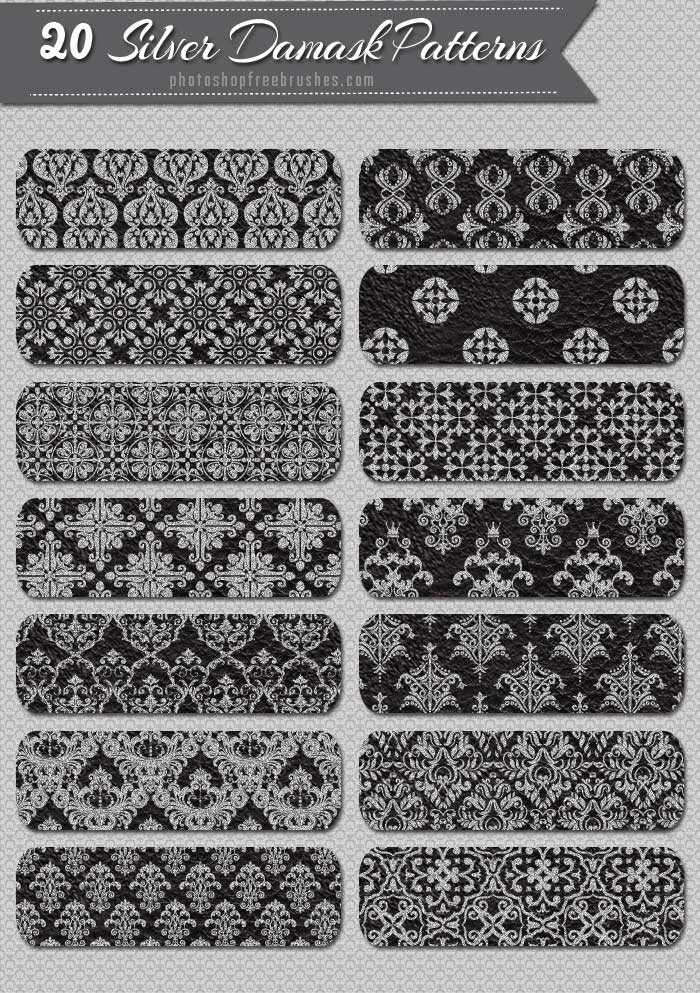 silver damask vintage patterns