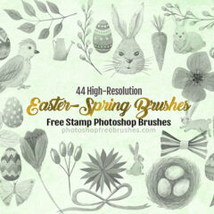 44 Easter Spring Brushes Featuring Pastel Watercolor Effect