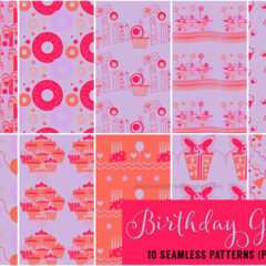 Birthday Girl Patterns:10 Seamless Hot Pink Backgrounds