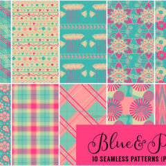 10 Seamless Pink and Blue Patterns Great as Backgrounds