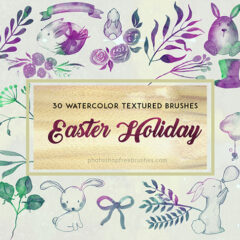 30 Easter Watercolor Brushes: Decorated Eggs, Twigs and Bunnies