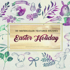 30 Easter Watercolor Brushes: Decorated Eggs, Twigs and Bunnies