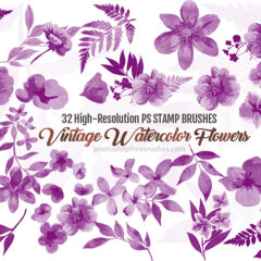 32 Vintage Watercolor Flower Brushes for Photoshop (Part 2)