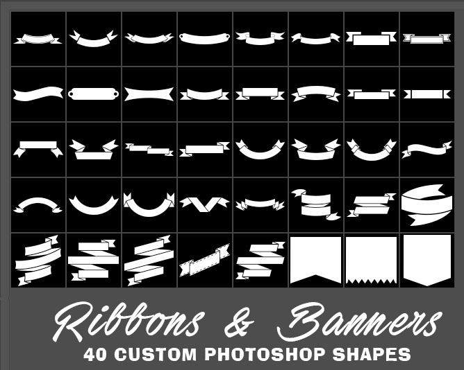 Ribbon Custom Shapes  40 Designs for Your Vintage Designs